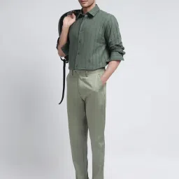 Rare Rabbit Green Regular Fit Solid Trousers image 5