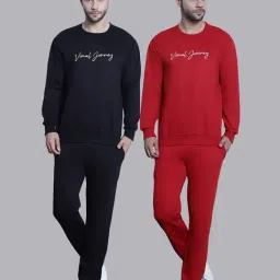 Vimal Jonney Black & Red Regular Fit Logo Print Sweatshirt & Trackpant Set - Pack of 2-picture-14
