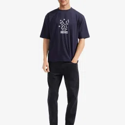 Rare Rabbit Navy Regular Fit Graphic T-Shirt image 5