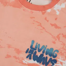 Gini & Jony Kids Peach Printed T-Shirt Set image 5