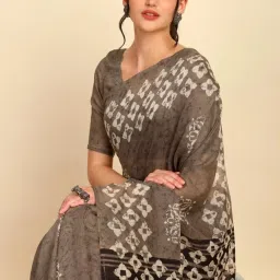 Soch Womens Earth Ethnic Motifs Print Linen Saree image 5