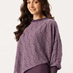 Apsley Mauve Regular Fit Self Pattern Sweater image 3