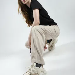 Monte Carlo Beige Cotton Blend Solid Cargos image 5