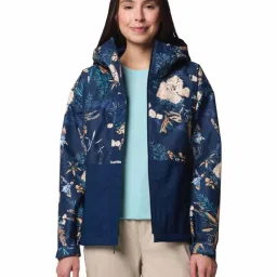 Columbia Womens Navy Blue Omni-Tech Hikebound Printed Rain Jacket image 5