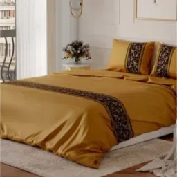 Stoa Paris Gold Polyester 300 TC Grandeur Of The Sun Double Comforter with 2 Pillow Covers-picture-19