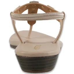 Metro Women's Beige T-Strap Wedges image 5