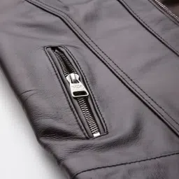 Leather Retail Brown Regular Fit Biker Jacket image 5