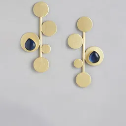 Anouk Gold-Plated Artificial Stones Studded Contemporary Drop Earrings image 3