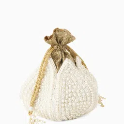 Gaurapakhi White Embellished Potli image 5