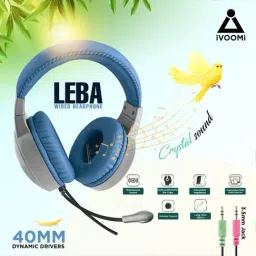 iVOOMi Leba Wired Gaming Headphone with Mic 50 mm Drivers (Grey & Blue) image 4