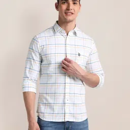 U.S. Polo Assn. White Regular Fit Check Cotton Shirt-picture-42