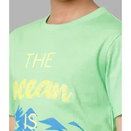 Under Fourteen Only Kids Green Printed T-Shirt image 5