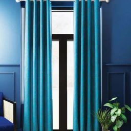 Bianca ANTELLIA GLITTER Teal Blue Polyester 9 Ft. Long Door Curtain - Set of 2-picture-22