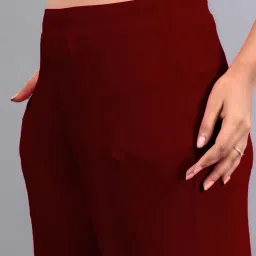 Lyra Maroon Cotton Flared Pants image 5