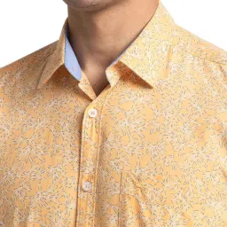 Parx Orange Cotton Slim Fit Printed Shirt image 5