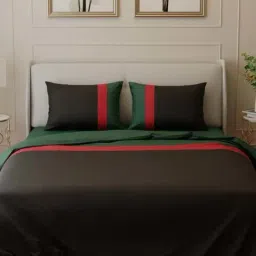 Stoa Paris Black & Green Polyester 300 TC Louvre Luxe King Comforter with 2 Pillow Covers-image-9