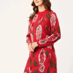 Apsley Red Regular Fit Floral Print Dress image 3