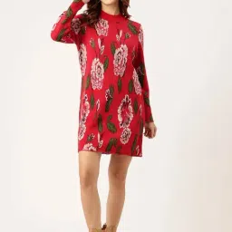Apsley Red Regular Fit Floral Print Dress image 4