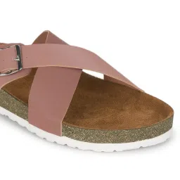 Mozafia Women's Pink Cross Strap Sandals image 5