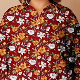 Zink London Red Rayon Floral Print Shirt image 5