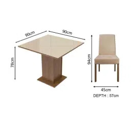 Madesa Brown & Beige Engineered Wood Evelin 4 Seater Dining Set image 4