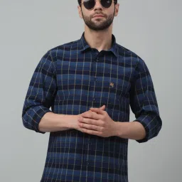 Cantabil Navy Blue Regular Fit Checks Shirt image 5