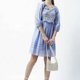MADAME Powder Blue Floral Dress image 5