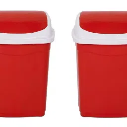 ARISTO 9 L Red Plastic Swing Lid Dustbin (Pack of 2)-picture-25