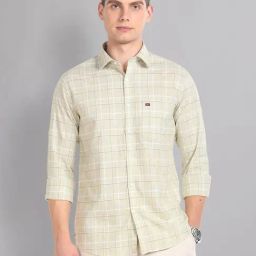 AD by Arvind Sage Green Slim Fit Check Shirt-picture-35