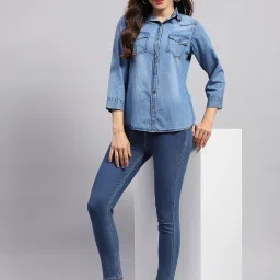 Monte Carlo Light Blue Cotton Regular Fit Shirt image 5