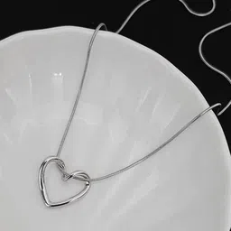 Lovemi Movements Unisex Stainless Steel Silver Plated Heart Shaped Pendants with Chains-picture-34