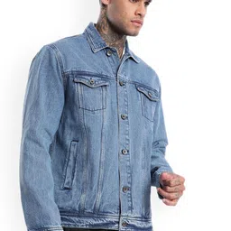 WROGN Men Washed Denim Jacket with Embroidered image 1