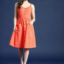 Mast & Harbour Self Design Schiffli A-Line Dress image 1