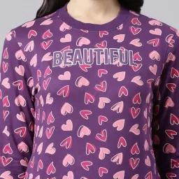 Dixcy Scott Slimz Purple & Pink Cotton Graphic Print Sweatshirt image 5