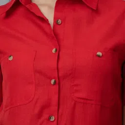 PURYS Red Regular Fit Shirt image 5