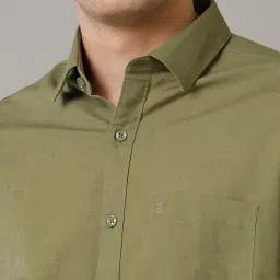 Cavallo By Linen Club Green Linen Slim Fit Shirt image 5