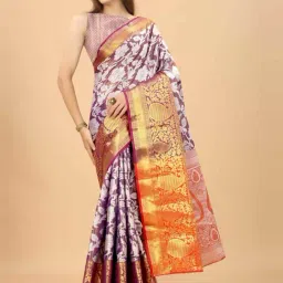 Silk Land Purple Woven Saree With Unstitched Blouse-image-12