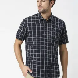 Dragon Hill Navy Slim Fit Checks Shirt-picture-12