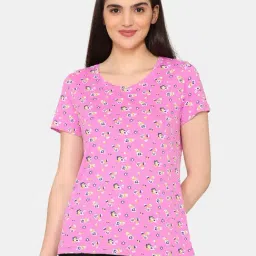 Rosaline by Zivame Pink Cotton Printed Top-picture-29