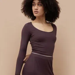 Ginger By Lifestyle Wine Regular Fit Crop Top image 3