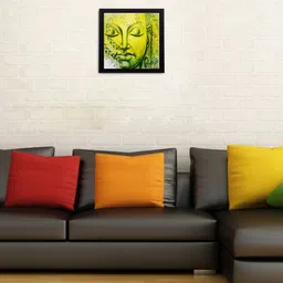eCraftIndia Green Meditating Buddha Head UV Wall Art-picture-22