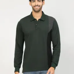 Kalt Dark Green & Black Regular Fit Polo T-Shirt-image-75
