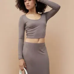 Ginger By Lifestyle Beige Regular Fit Crop Top-image-32