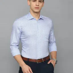 Louis Philippe Blue Cotton Regular Fit Checks Shirt-picture-31