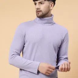 Rigo Light Purple Regular Fit Textured T-Shirt-image-98