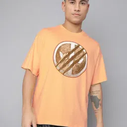 Free Authority Peach Cotton Oversized T-Shirt-image-55