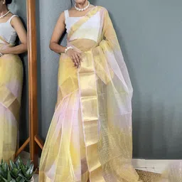 HERE&NOW Zari Organza Kanjeevaram Saree image 3