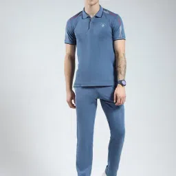 Monte Carlo Blue Cotton Blend Regular Fit Solid T-Shirt And Trackpants-picture-14