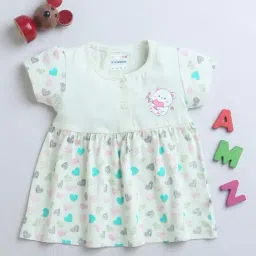 Bumzee Kids Green Cotton Printed Frock-image-70