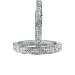 Opal Touch Set Of 2 Rhodium-Plated American Diamond-Studded Bangles image 2
